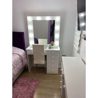 Foto 2 | Tocador Estilo Hollywood Con 6 Cajones Y Luces Led - Venta Internacional.