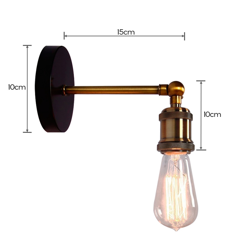 Foto 7 pulgar | Lámpara de Pared Estilo Vintage con Base Metálica Casquillo E27 - Venta Internacional