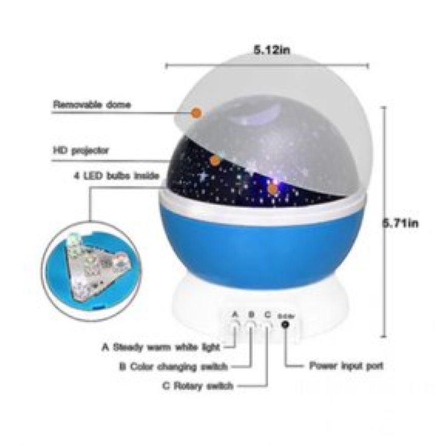 Foto 3 pulgar | Lámpara de Proyector Moon Star Led Light Sky World Para Bebé - Venta Internacional