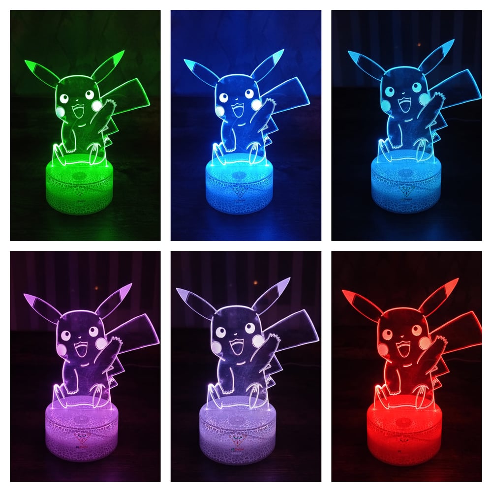 Foto 3 pulgar | Lámpara Pikachu 3d Illusion con Sensor Táctil Led de 7 Colores - Venta Internacional