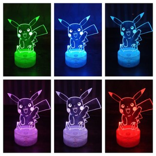Foto 2 | Lámpara Pikachu 3d Illusion con Sensor Táctil Led de 7 Colores - Venta Internacional
