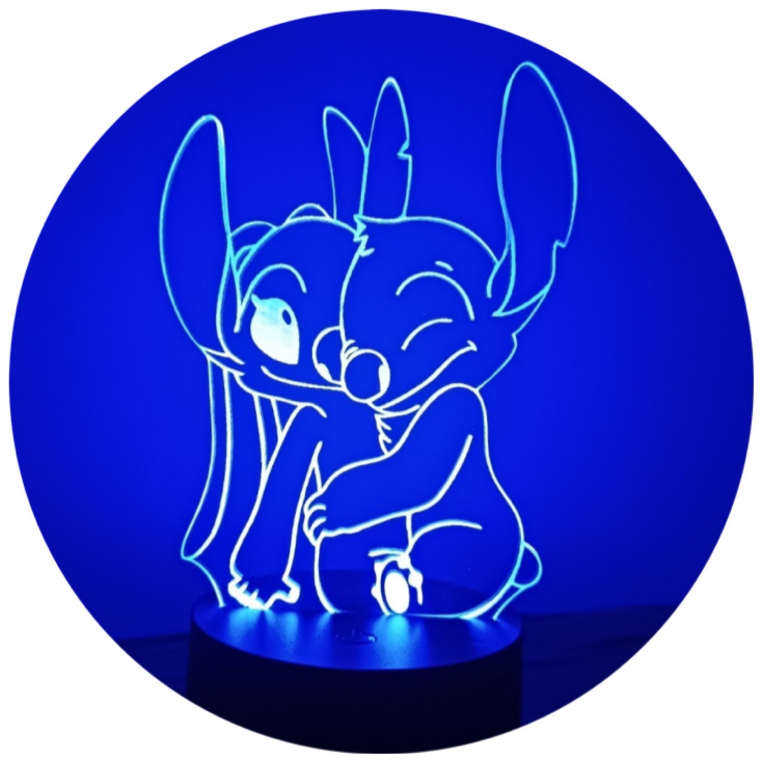 Lámpara Led 3d Illusion Stitch y Angel Love 7 Colores - Venta Internacional