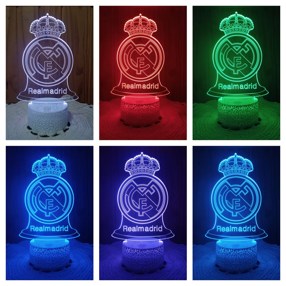 Foto 3 pulgar | Lámpara 3d Illusion con Placa Del Real Madrid España con Led De 7 Colores - Venta Internacional