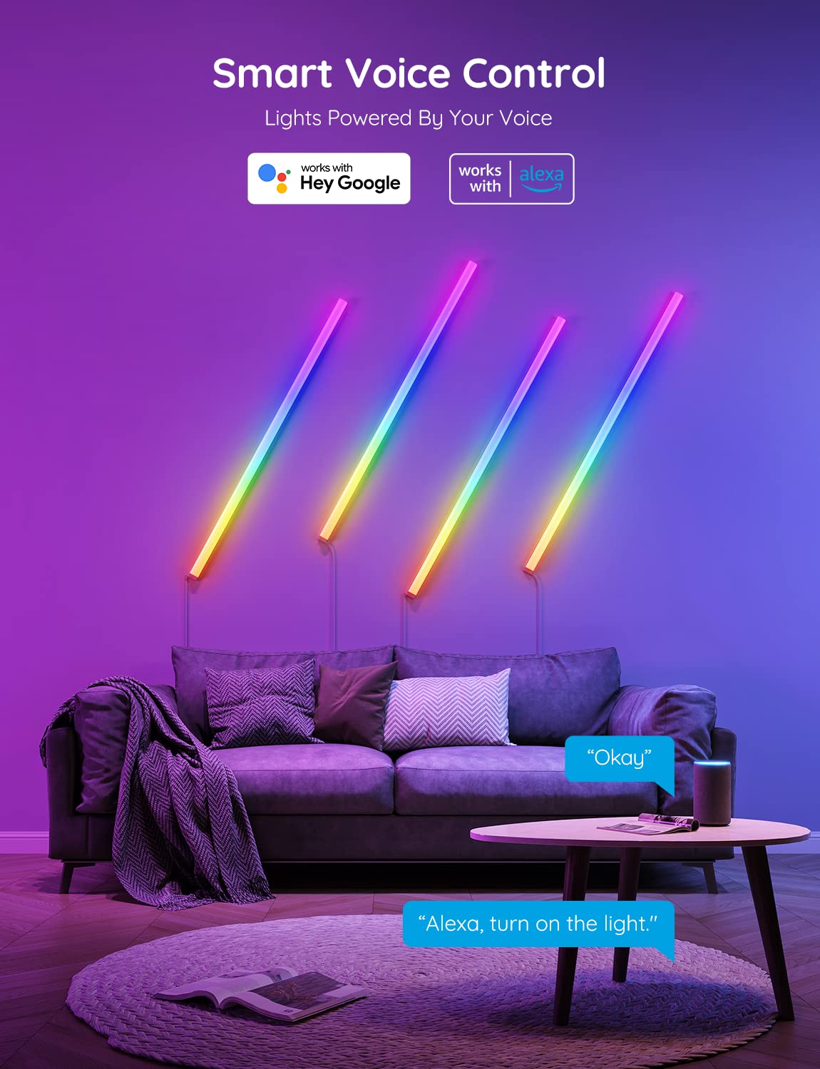 Foto 5 pulgar | Set De Luces De Pared Govee Glide Rgbic Led Smart Alexa Google 2 - Venta Internacional.