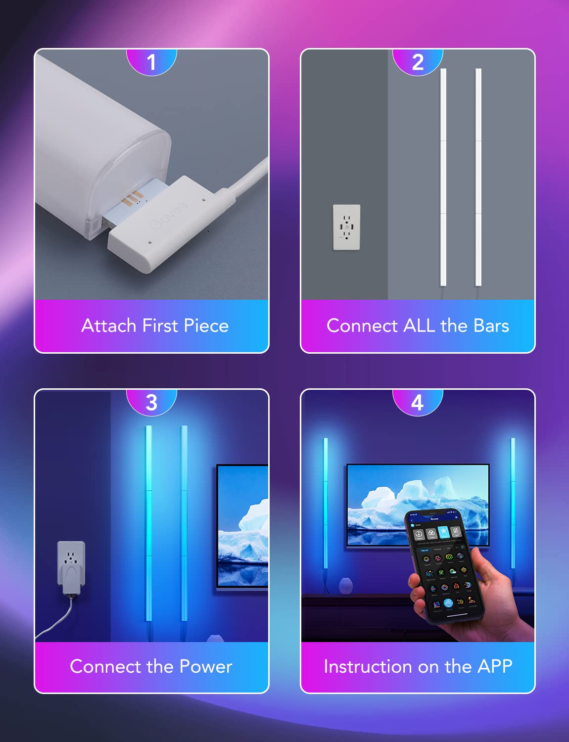 Foto 6 pulgar | Set De Luces De Pared Govee Glide Rgbic Led Smart Alexa Google 2 - Venta Internacional.