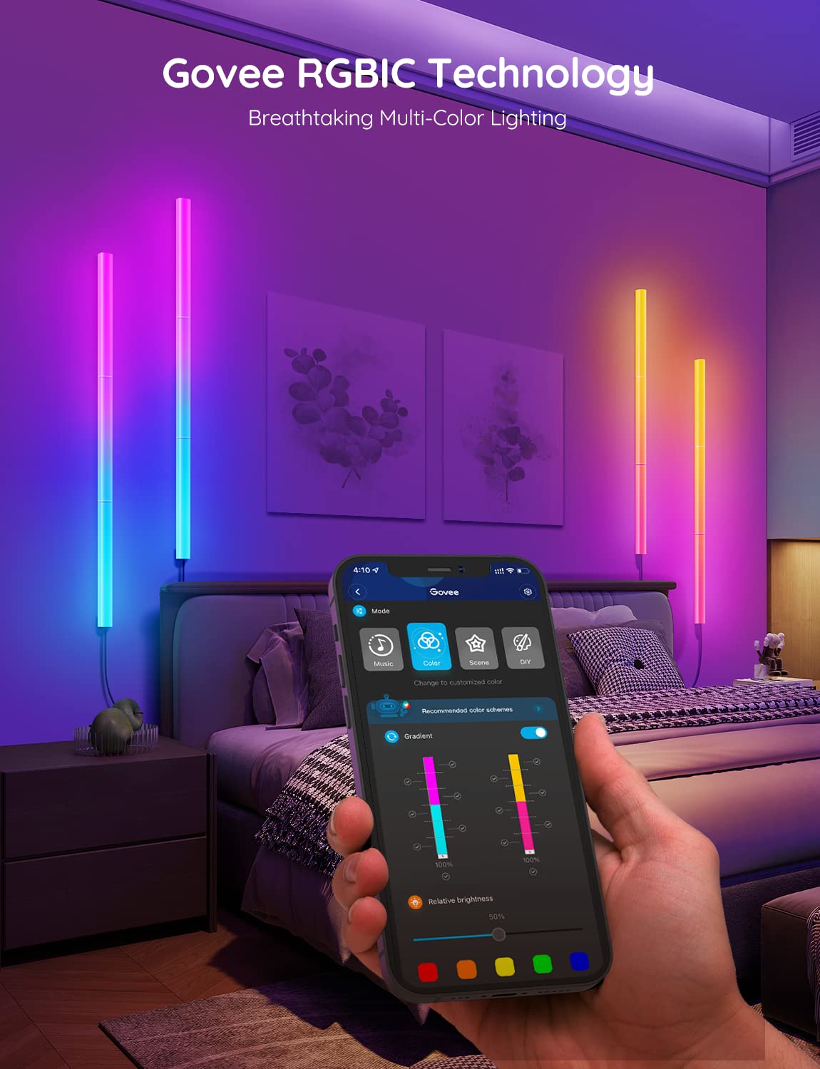 Foto 7 pulgar | Set De Luces De Pared Govee Glide Rgbic Led Smart Alexa Google 2 - Venta Internacional.