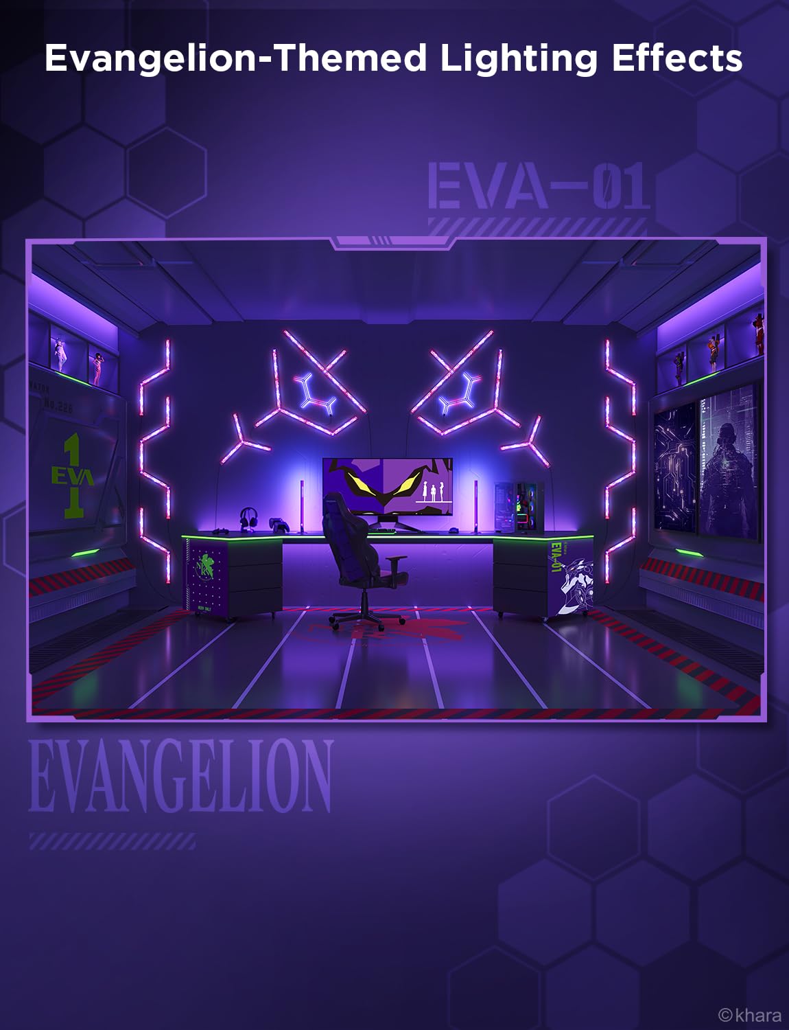 Foto 3 | Lámpara De Pared Para Videojuegos Govee X Evangelion Rgbic Glide With Matter - Venta Internacional.