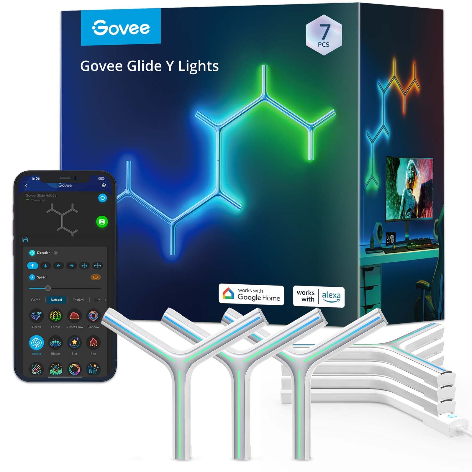 Foto 2 pulgar | Paquete De 7 Luces Led Para Juegos Govee Glide Y Rgbic Smart Wi-fi - Venta Internacional.