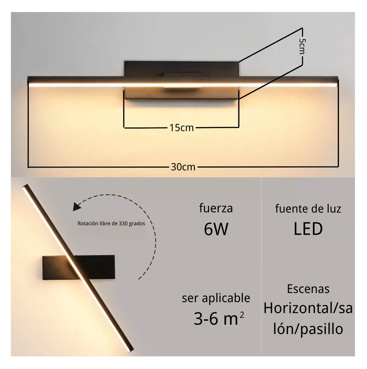 Foto 4 pulgar | Luces Led de Tocado Para Dormitorio 30 cm