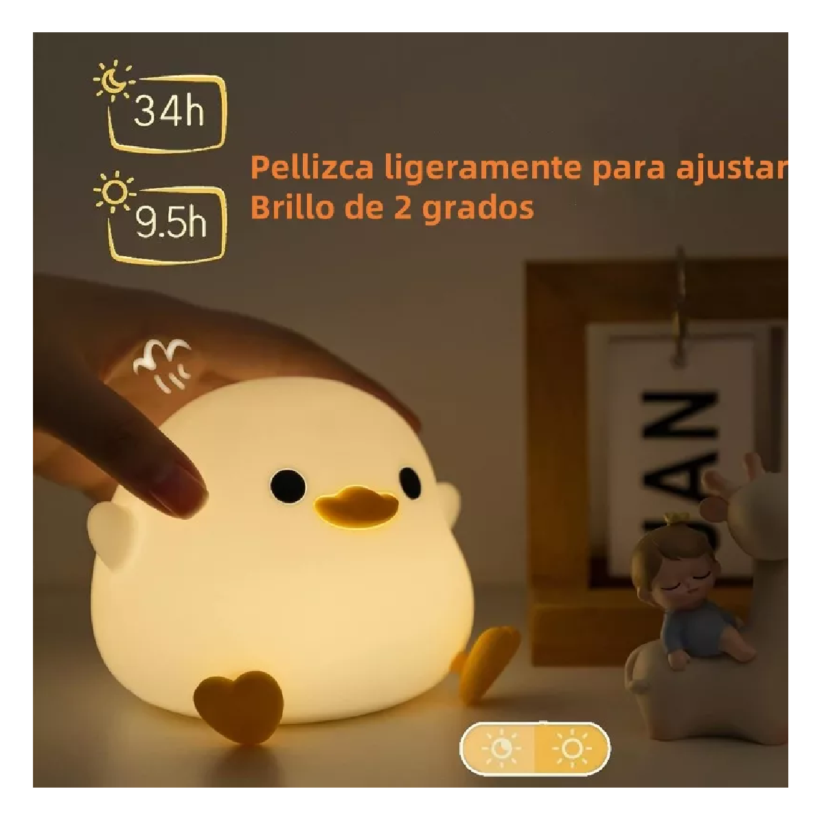 Foto 2 | 2 Luz Nocturna Infantil De Silicona Temporizada Pollito