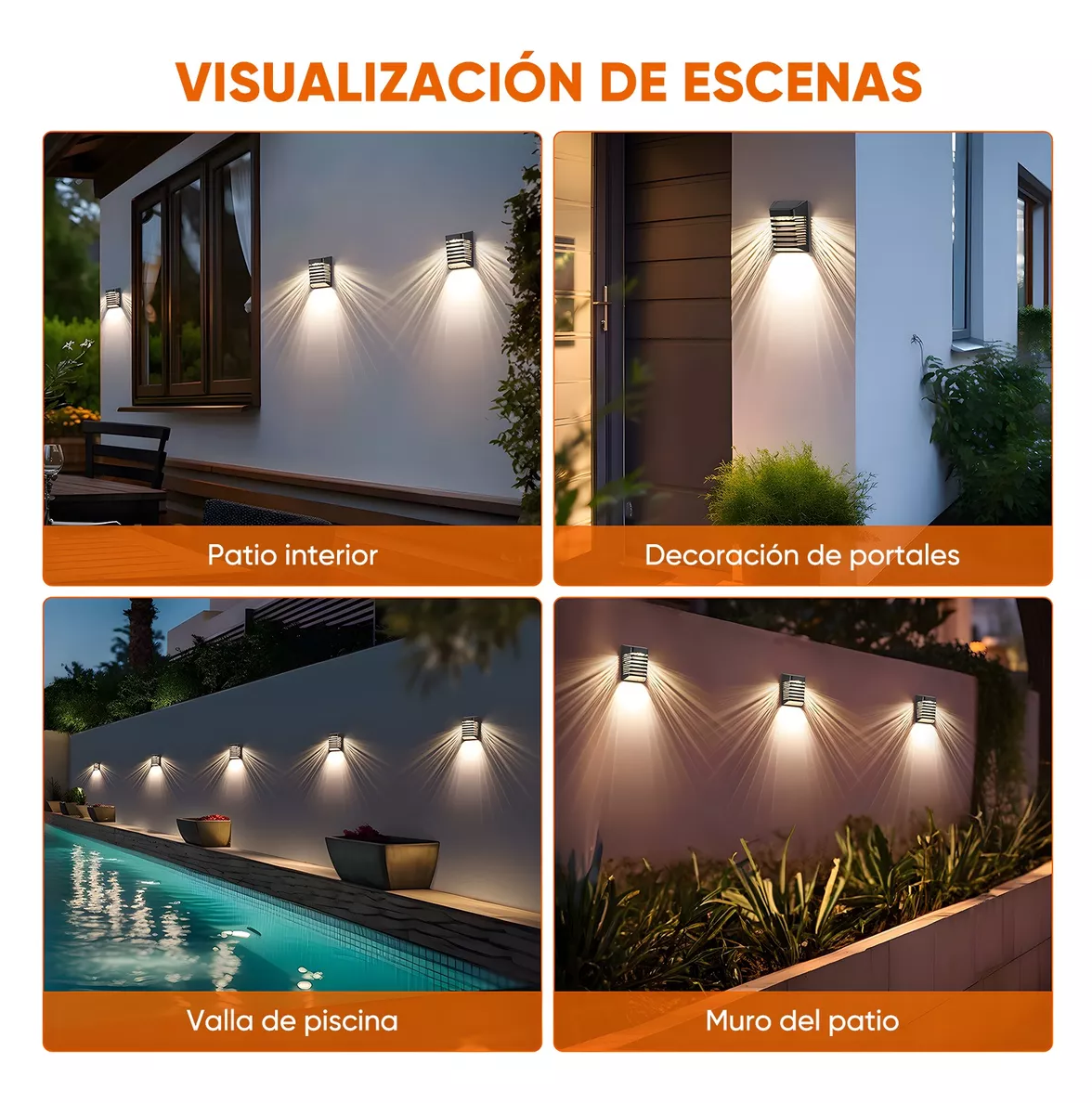 Foto 4 pulgar | Lámpara Solar De Pared Led Exterior Con Sensor Cálida 2 Piezas Negro