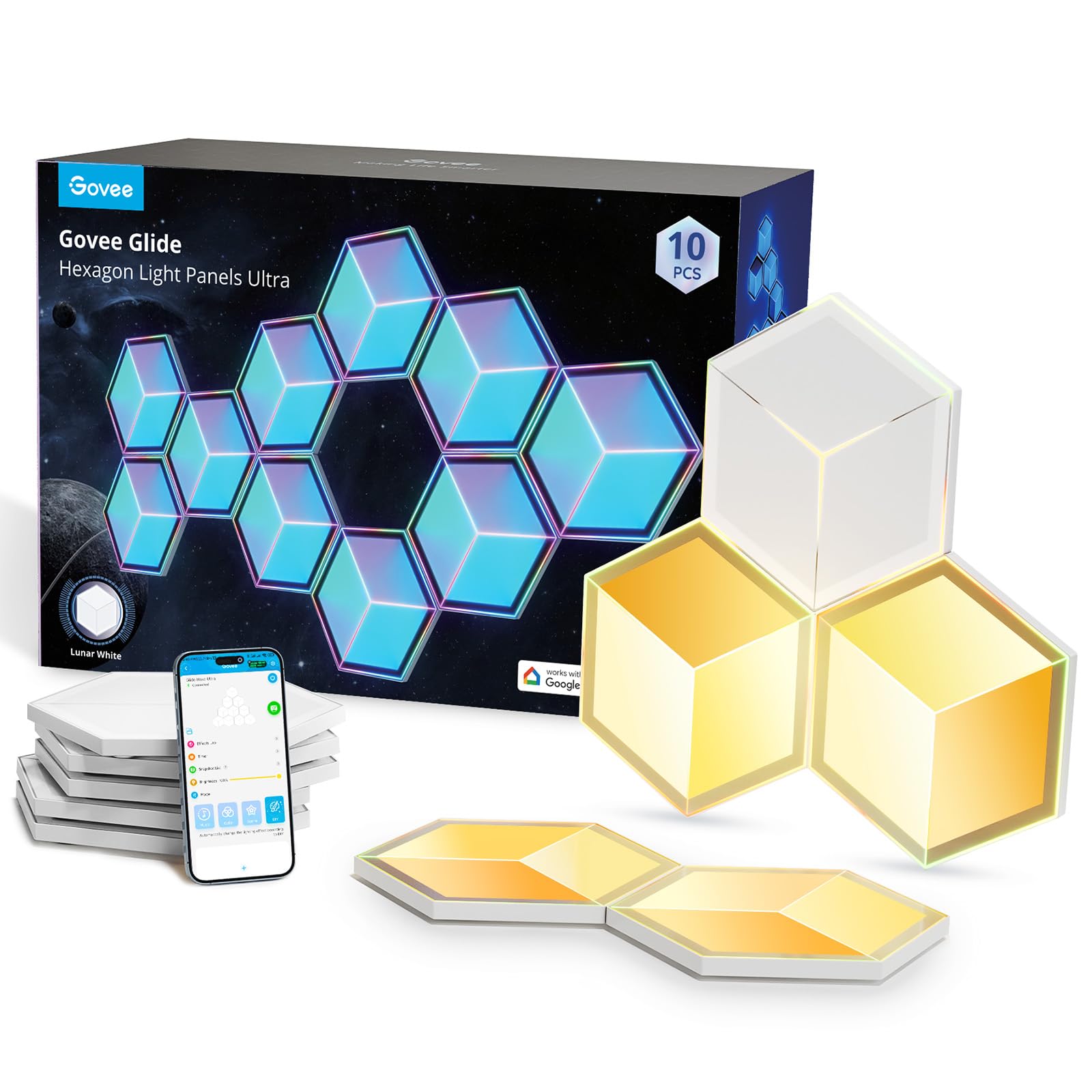 Luces Led Para Juegos Govee Glide Hexagon Ultra, Paquete De 10 Unidades, Lunares - Venta Internacional.