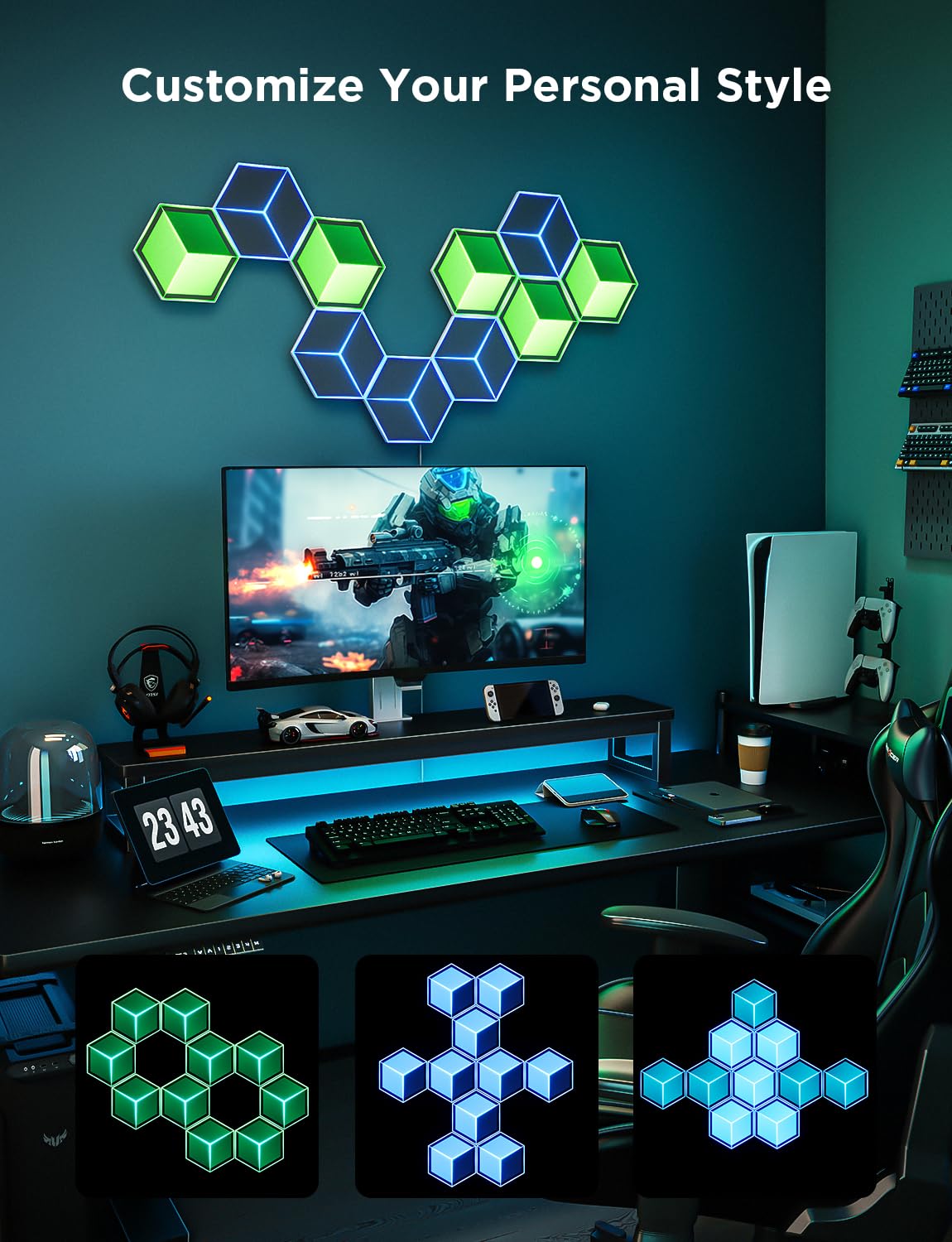 Foto 4 | Luces Led Para Juegos Govee Glide Hexagon Ultra, Paquete De 10 Unidades, Lunares - Venta Internacional.