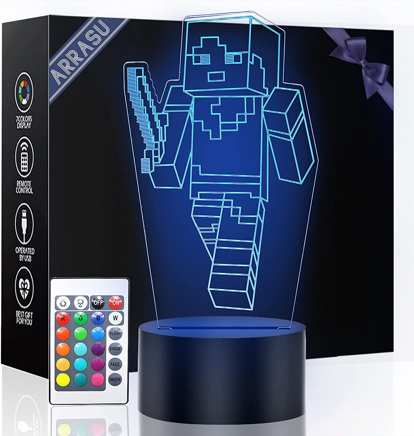 Luz Nocturna Huoguo 3d De 16 Colores Con Control Remoto - Venta Internacional.