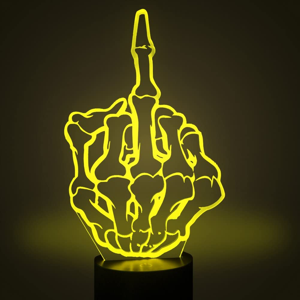 Foto 4 pulgar | Luz Nocturna Jieyou Middle Finger 3d Illusion Lampara Led - Venta Internacional.