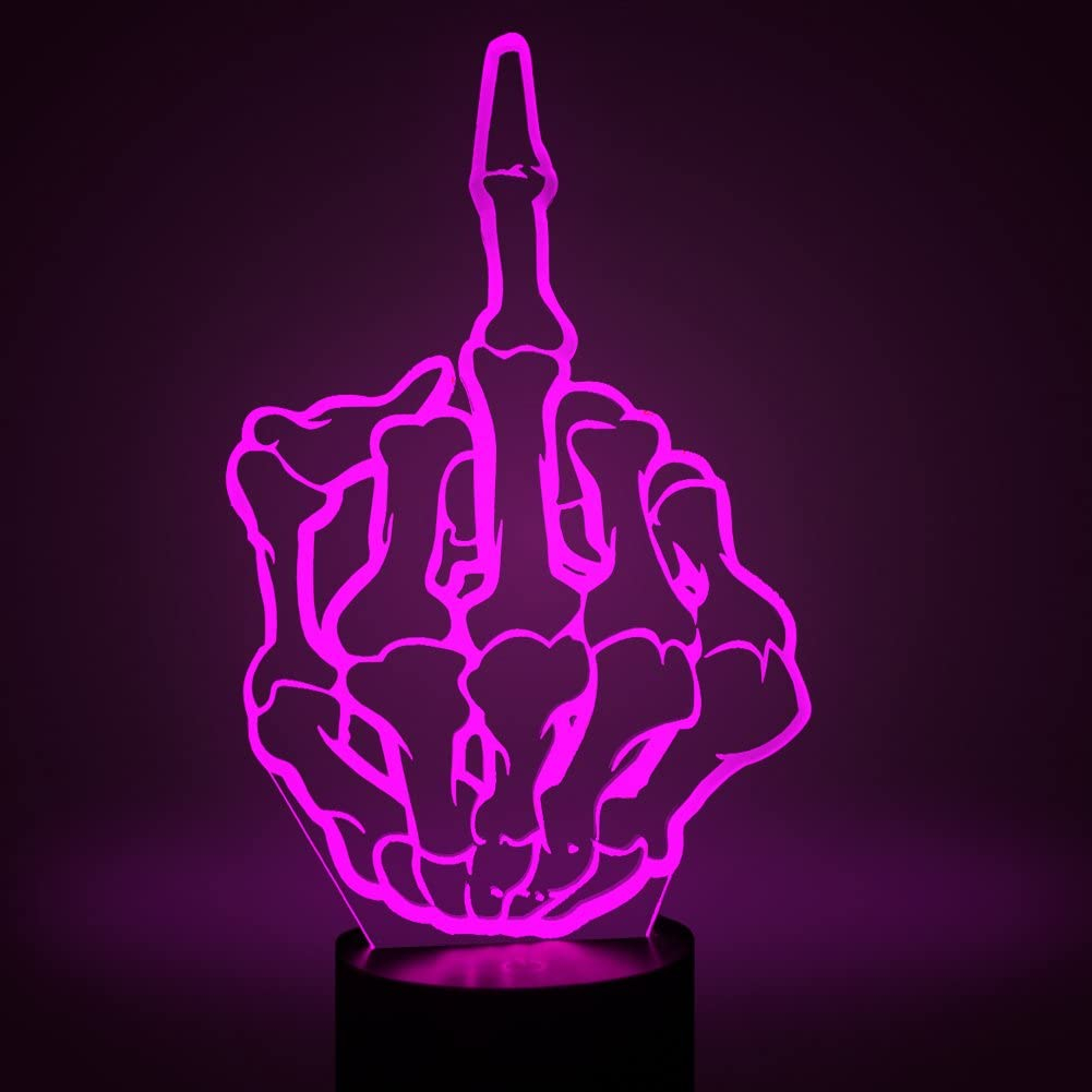 Foto 5 pulgar | Luz Nocturna Jieyou Middle Finger 3d Illusion Lampara Led - Venta Internacional.