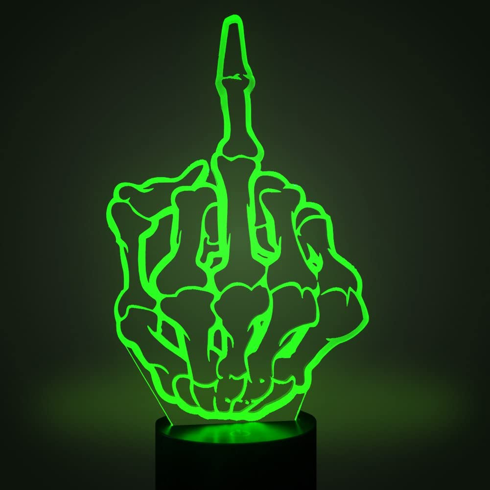 Foto 6 pulgar | Luz Nocturna Jieyou Middle Finger 3d Illusion Lampara Led - Venta Internacional.