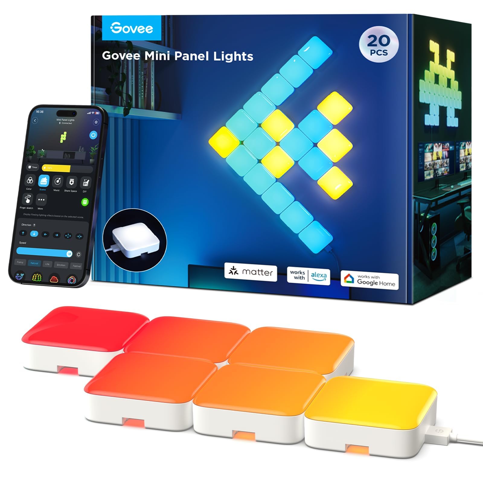 Paneles De Pared Led Govee Minipanel De Luces Rgbic, 20 Unidades - Venta Internacional.