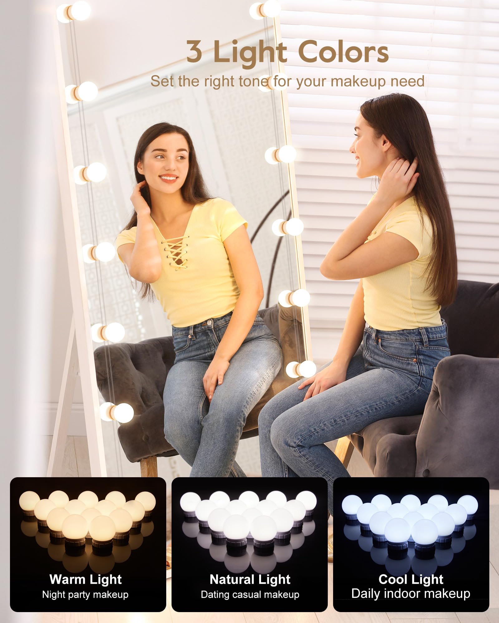 Foto 2 | Espejo De Maquillaje Brightown, 14 Bombillas Regulables, 22 Pies - Venta Internacional.