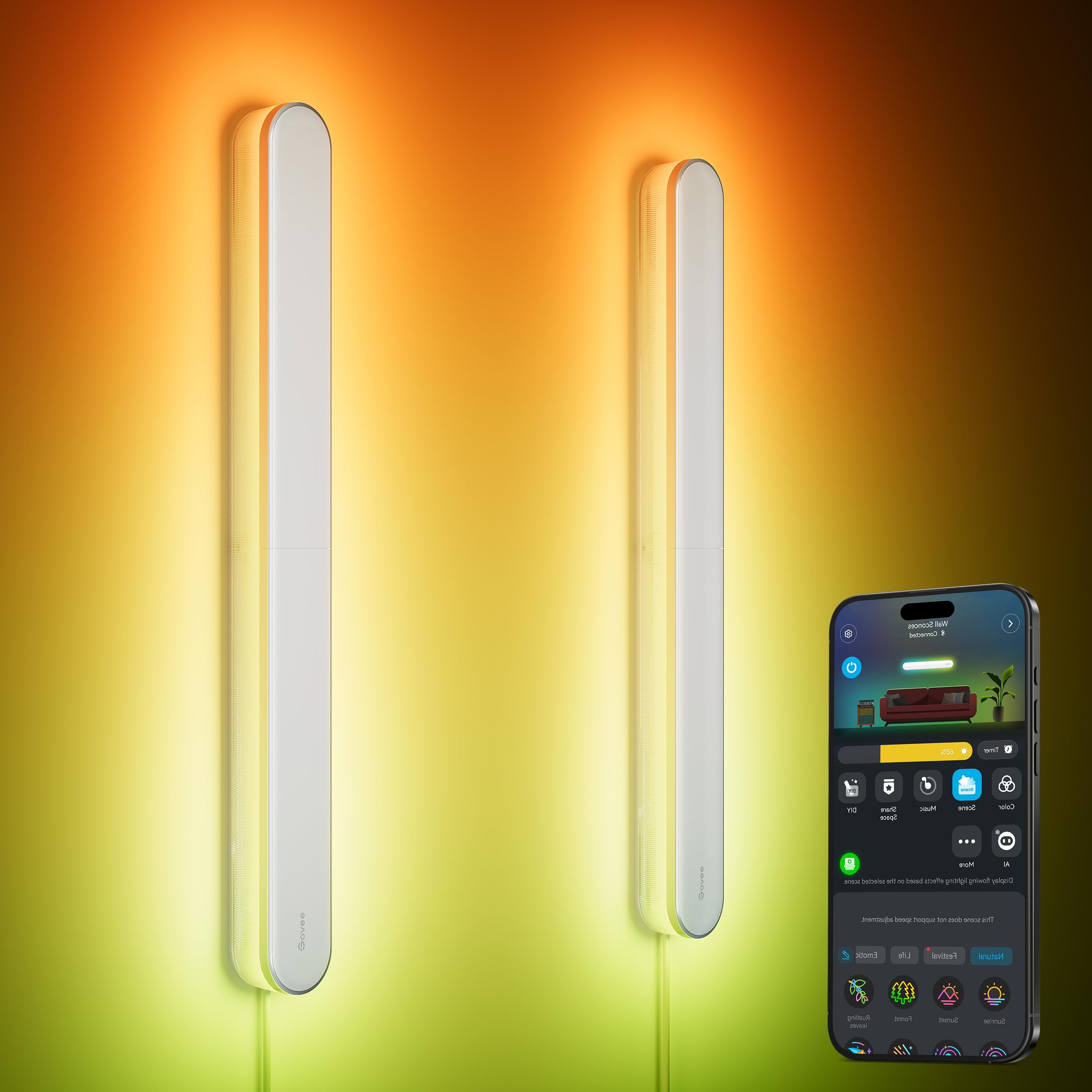 Foto 2 pulgar | Juego De 2 Apliques De Pared Govee Rgbic Led Con Matter Y Alexa - Venta Internacional.