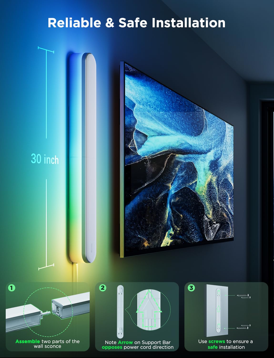 Foto 7 pulgar | Juego De 2 Apliques De Pared Govee Rgbic Led Con Matter Y Alexa - Venta Internacional.