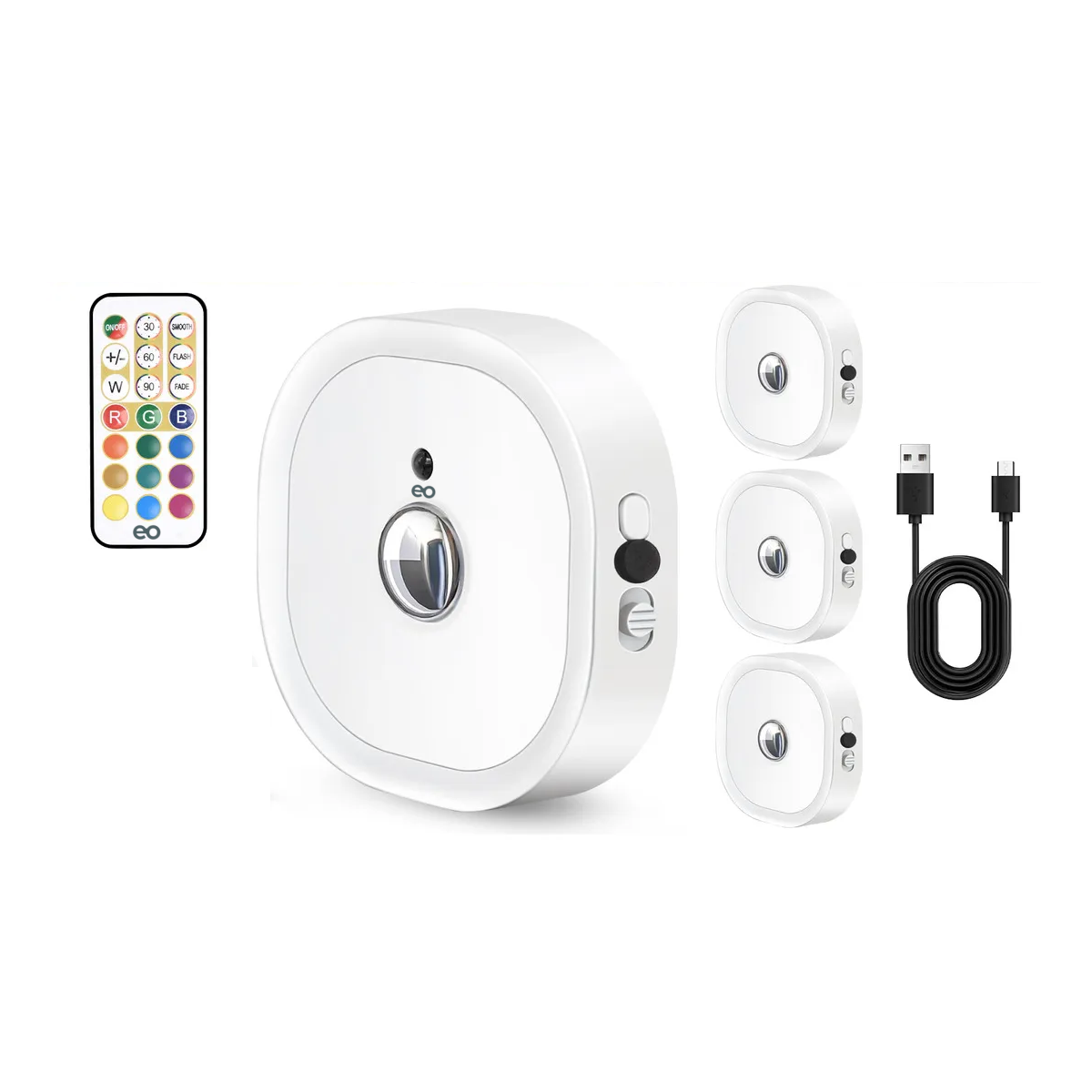 Lampara Led Recargable para Pared Eo Safe Imports Esi-19494 Blanca 4 Piezas