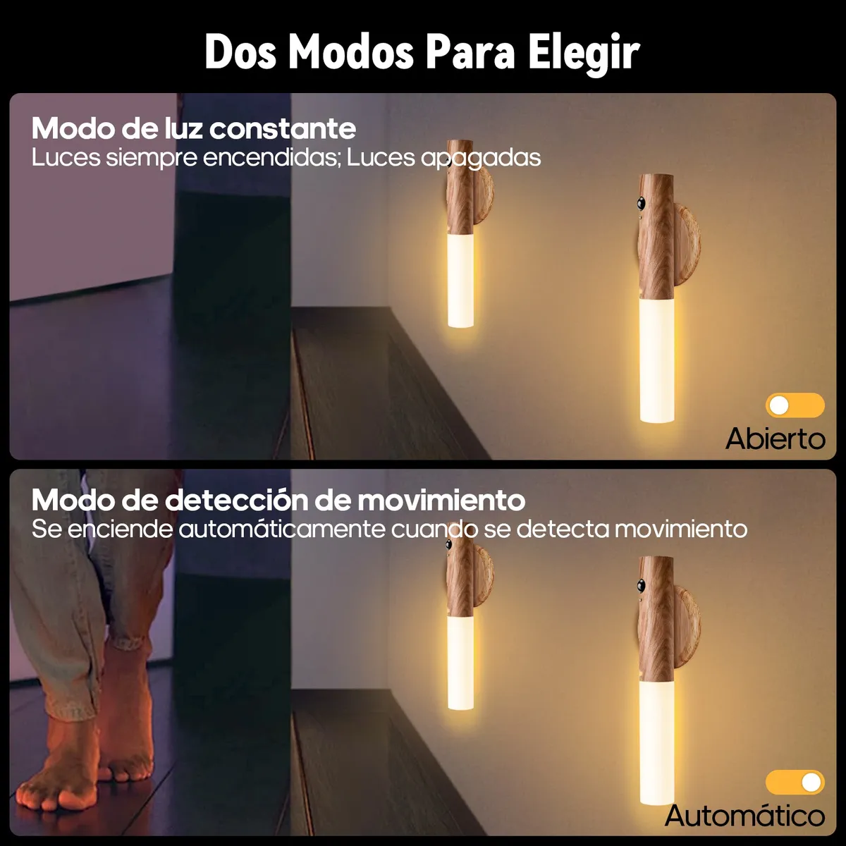 Foto 5 pulgar | Lampara de Pared  Lab.g con Sensor Movimiento Recargable 2 Piezas