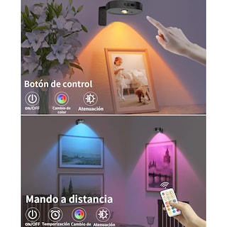 Foto 3 | Lámparas De Pared Inalámbricas Con Mando A Distancia 3 Pcs Eo Safe Imports Esi-20536 Negro