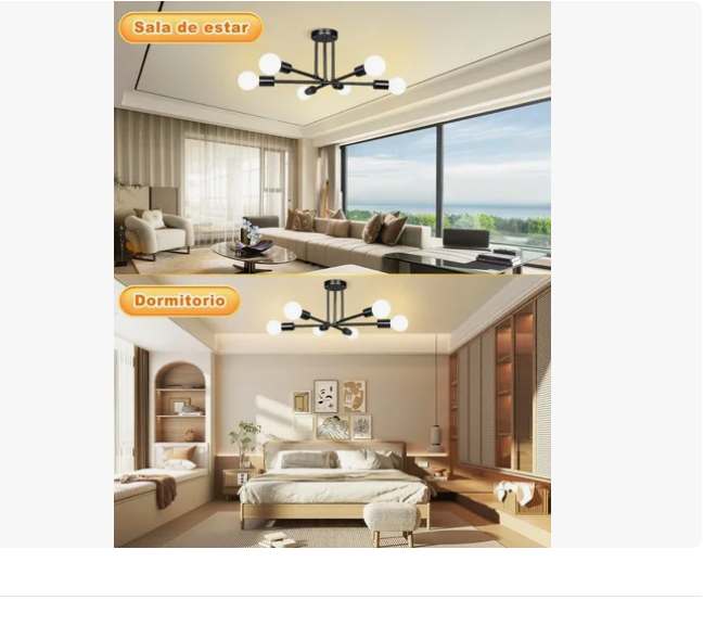 Foto 4 pulgar | Lámpara De Techo Decorativas Moderna De 6 Pared Luces Blanco