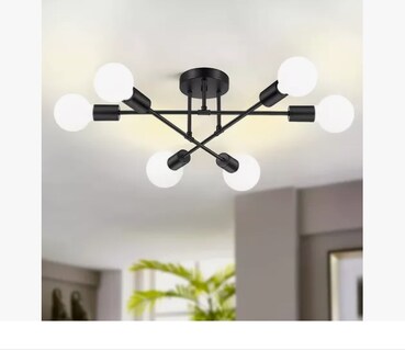 Foto 1 | Lámpara De Techo Colgante Moderna Para Sala De 6 Luces Negro