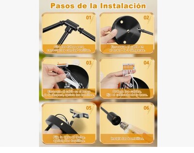 Foto 3 | Lámpara De Techo Colgante Moderna Para Sala De 6 Luces Negro