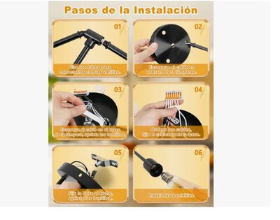 Foto 4 | Lámpara De Techo Colgante Moderna Para Sala De 6 Luces Negro