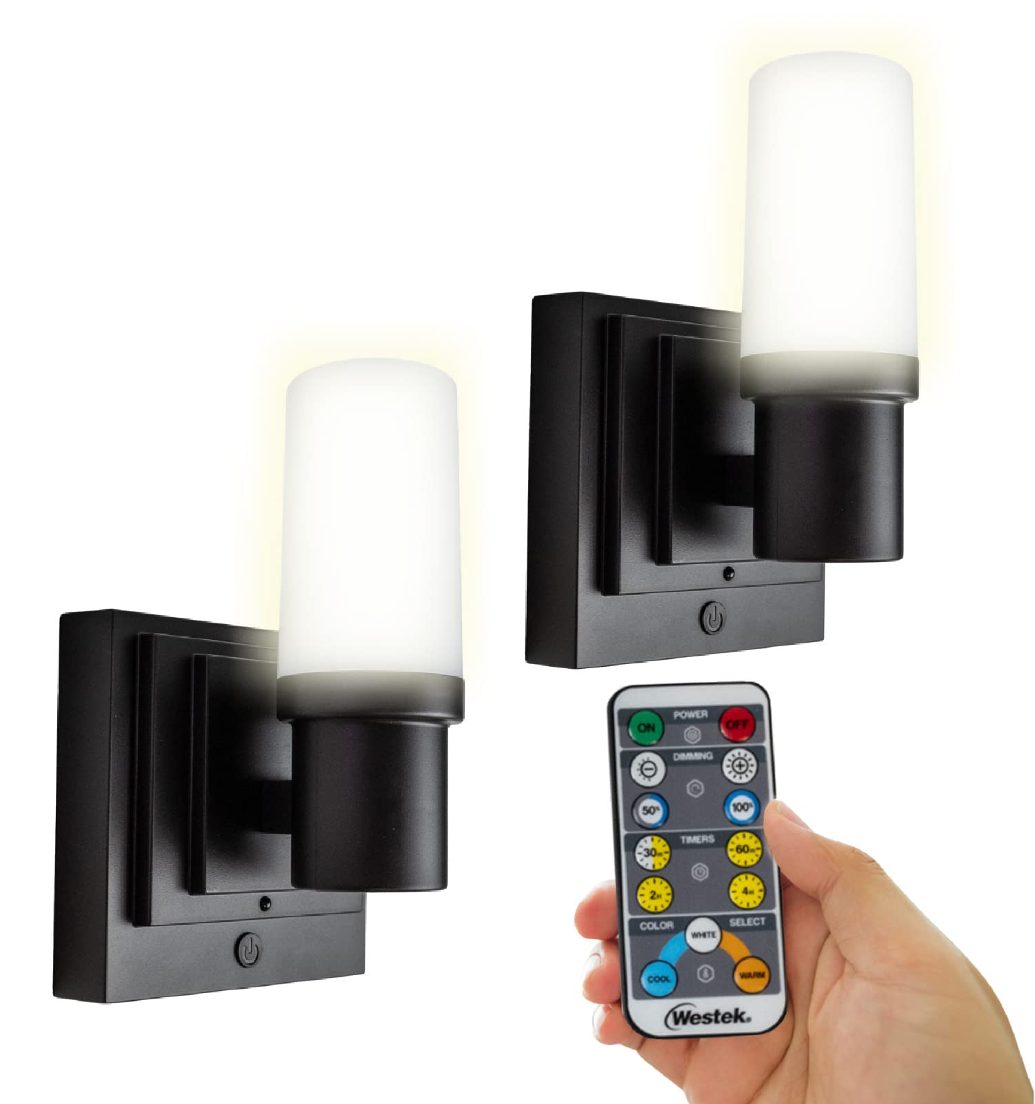 Foto 1 | Lámpara De Pared Con Pilas Westek  Paquete De 2  Con Mando A Distancia  Color Negro - Venta Internacional.