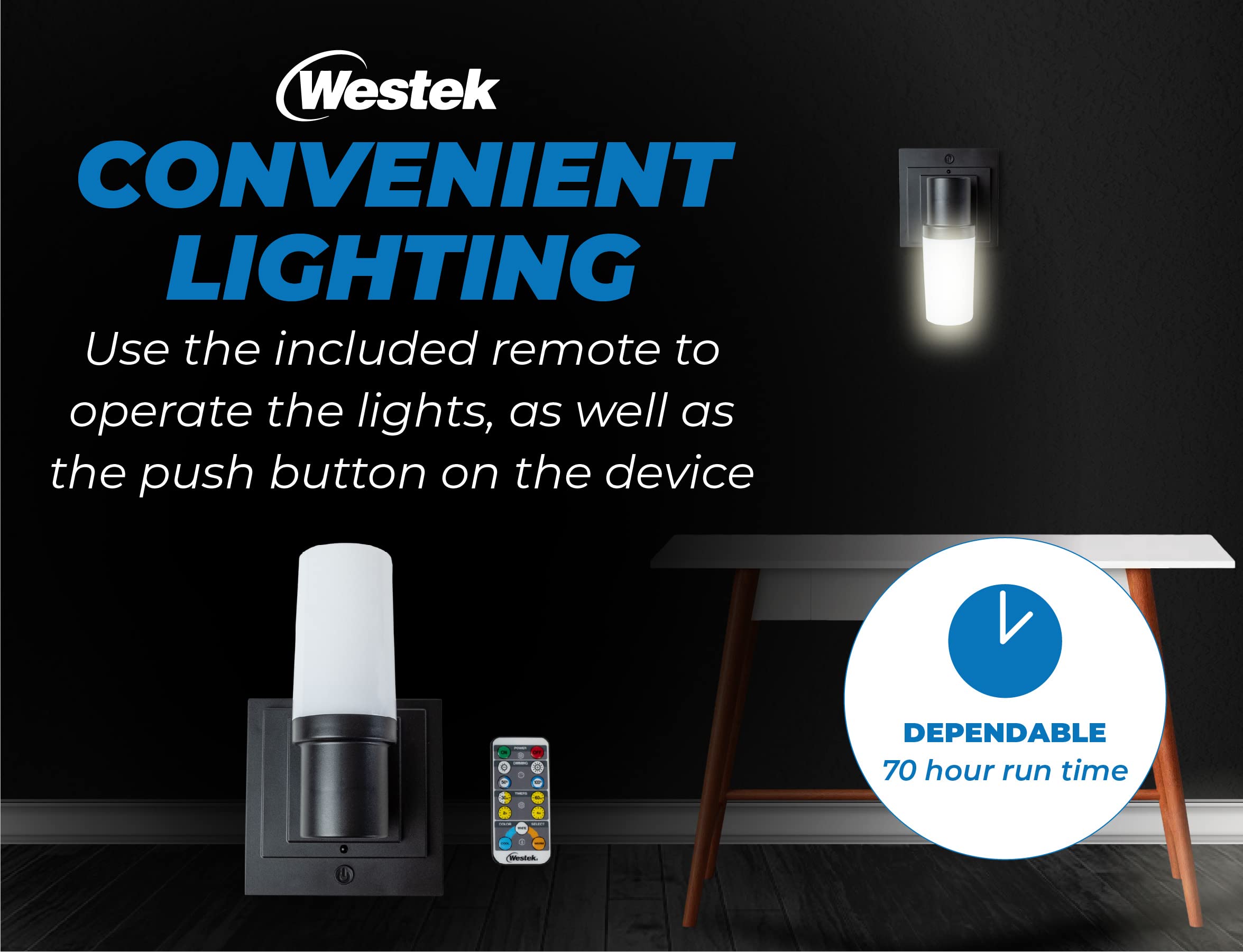 Foto 7 pulgar | Lámpara De Pared Con Pilas Westek  Paquete De 2  Con Mando A Distancia  Color Negro - Venta Internacional.