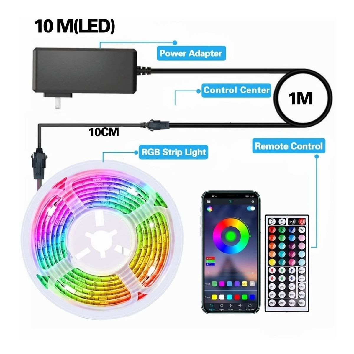 Foto 4 pulgar | Tira De Luz Led 5050 Rgb Control Y App  Bluetooth Audioritmica 10 Metros