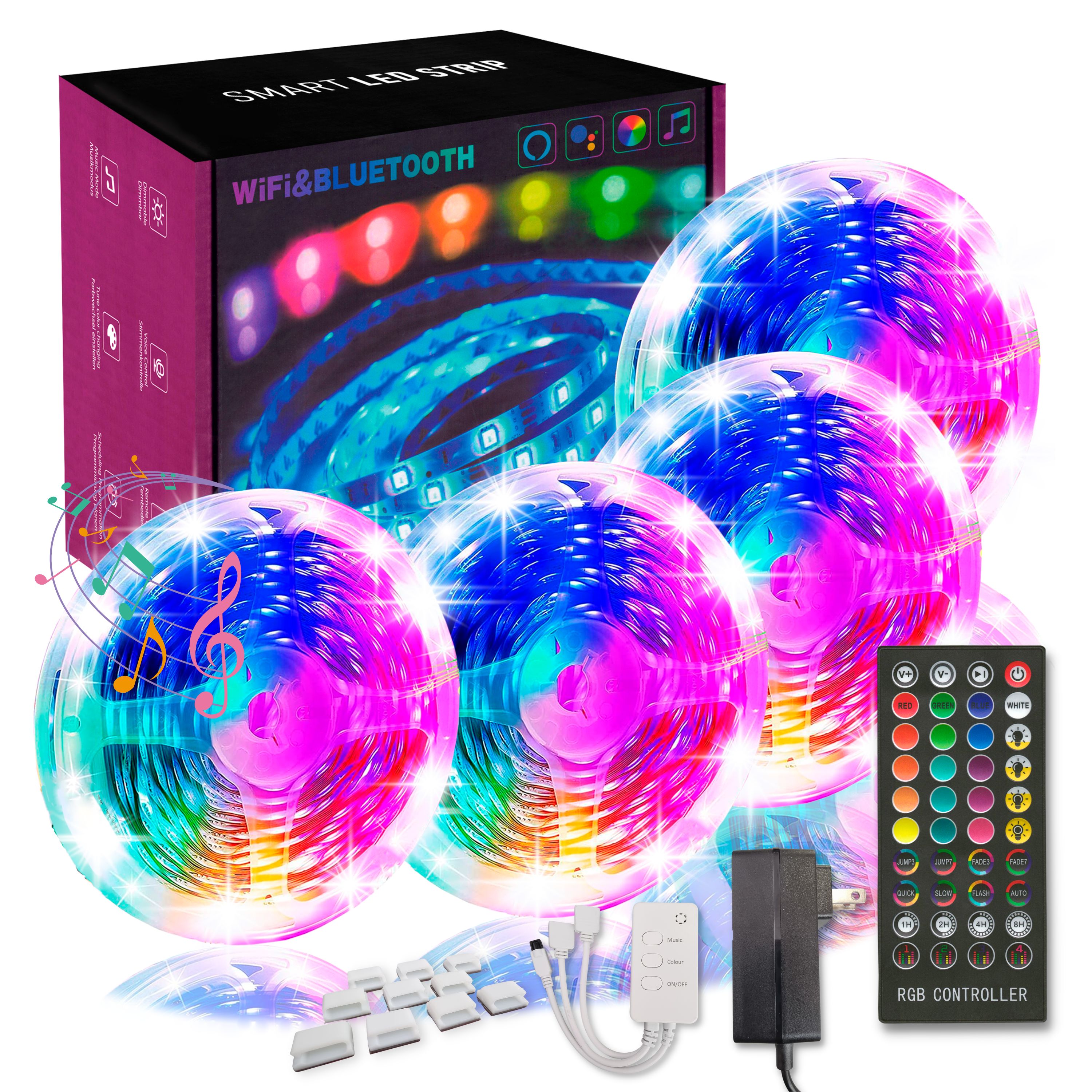 Tira LED RGB Smart WiFi 20m con Control por Voz y Programación Inteligente $399