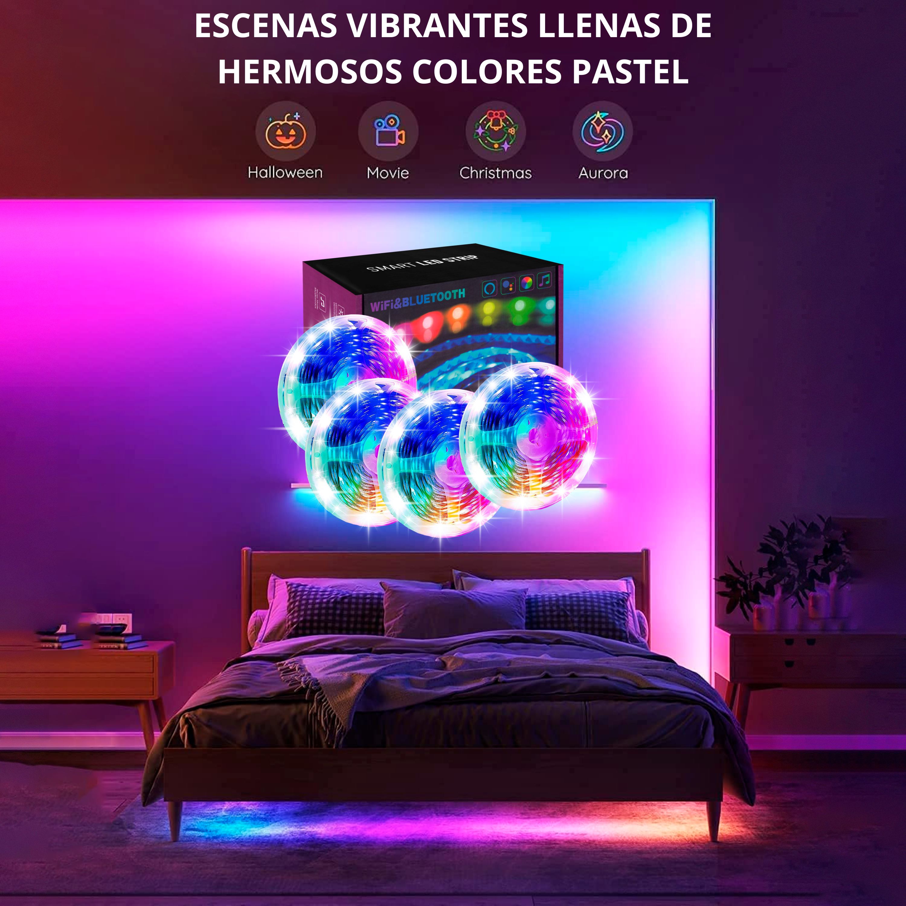 Foto 9 pulgar | Tira LED RGB Smart WiFi 20m con Control por Voz y Programación Inteligente