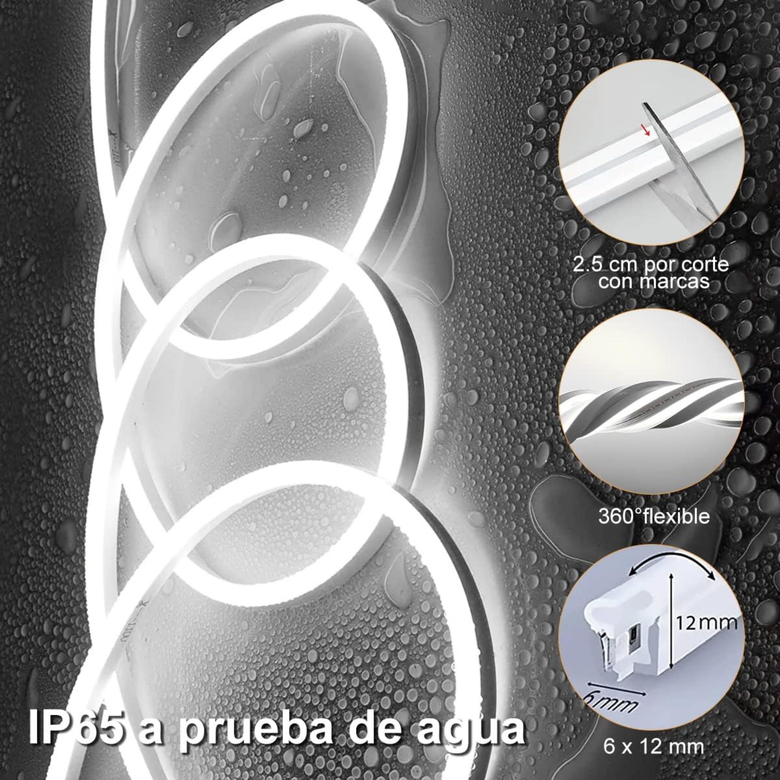 Foto 4 pulgar | Tira Led Neón Flex Unicolor Decorativa 5 Metros Con Fuente De Alimentación