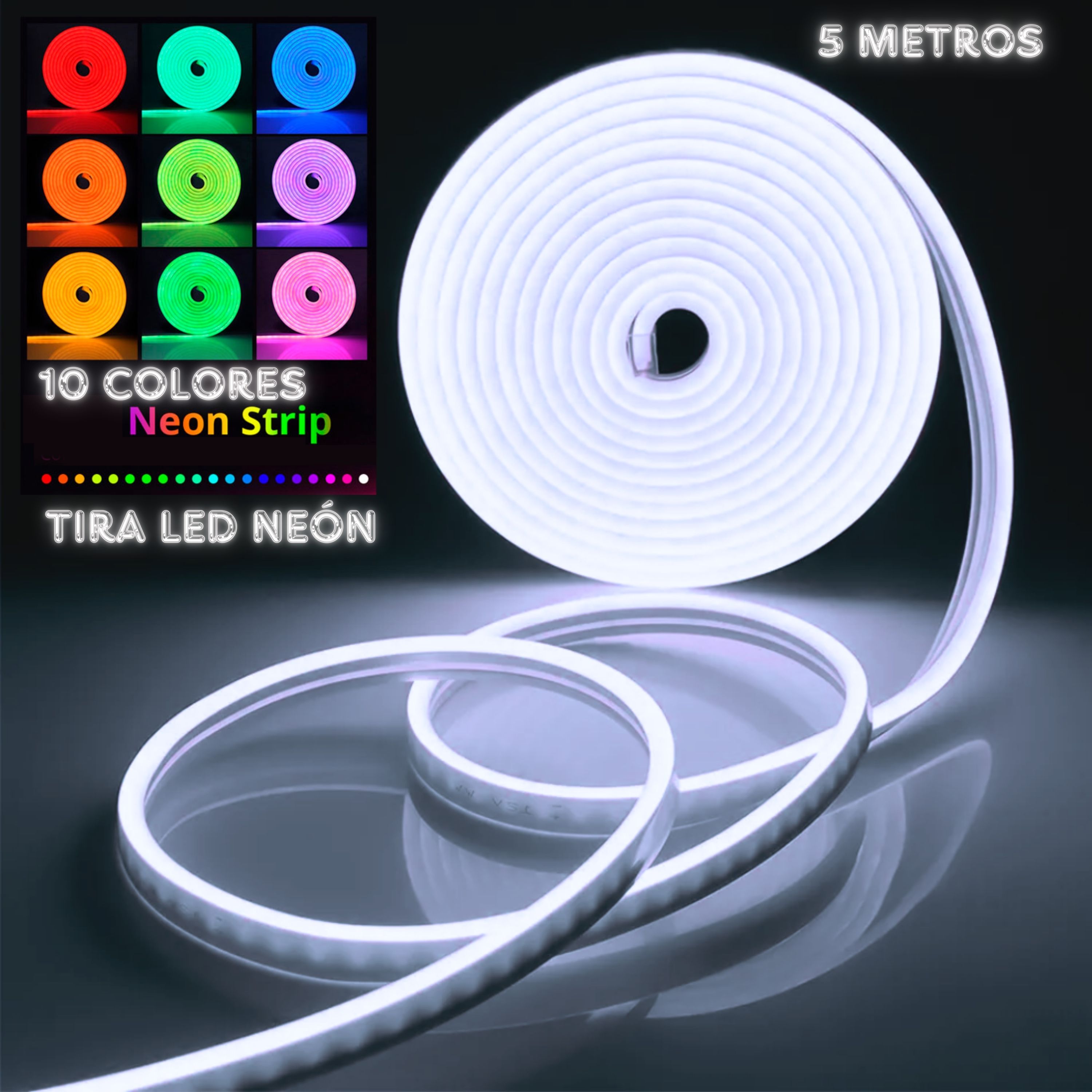 Foto 6 | Tira Led Neón Flex Unicolor Decorativa 5 Metros Con Fuente De Alimentación