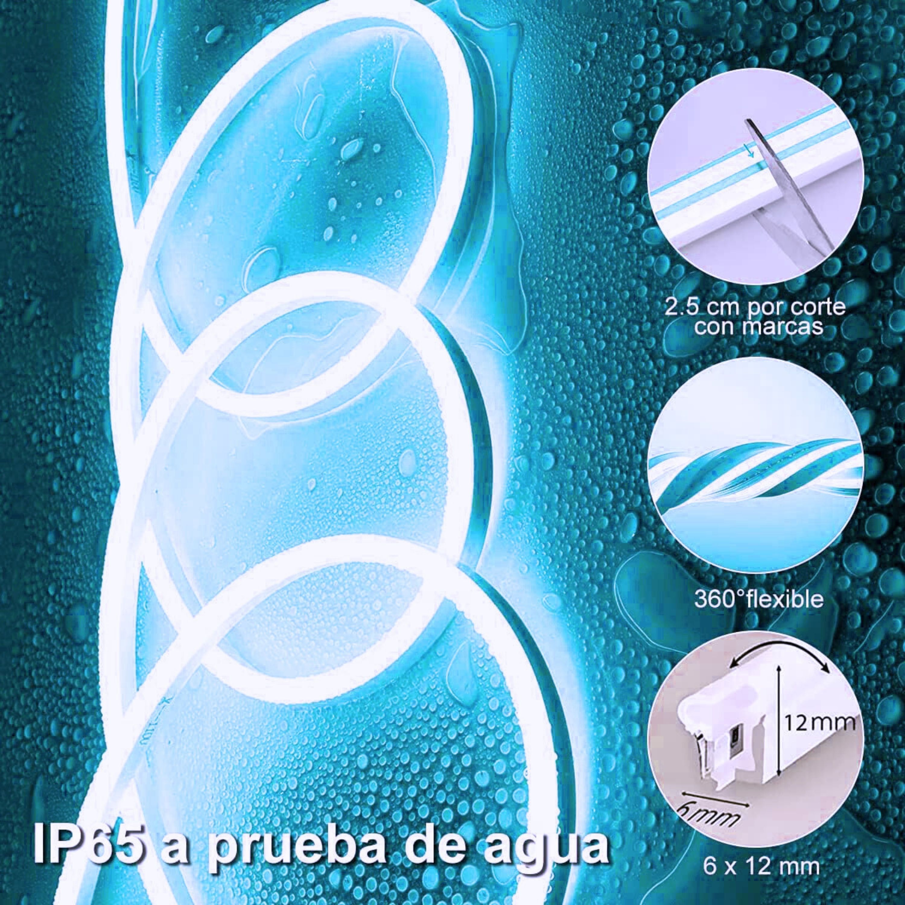 Foto 4 pulgar | Tira Led Neón Flex Unicolor Decorativa 5 Metros Con Fuente De Alimentación