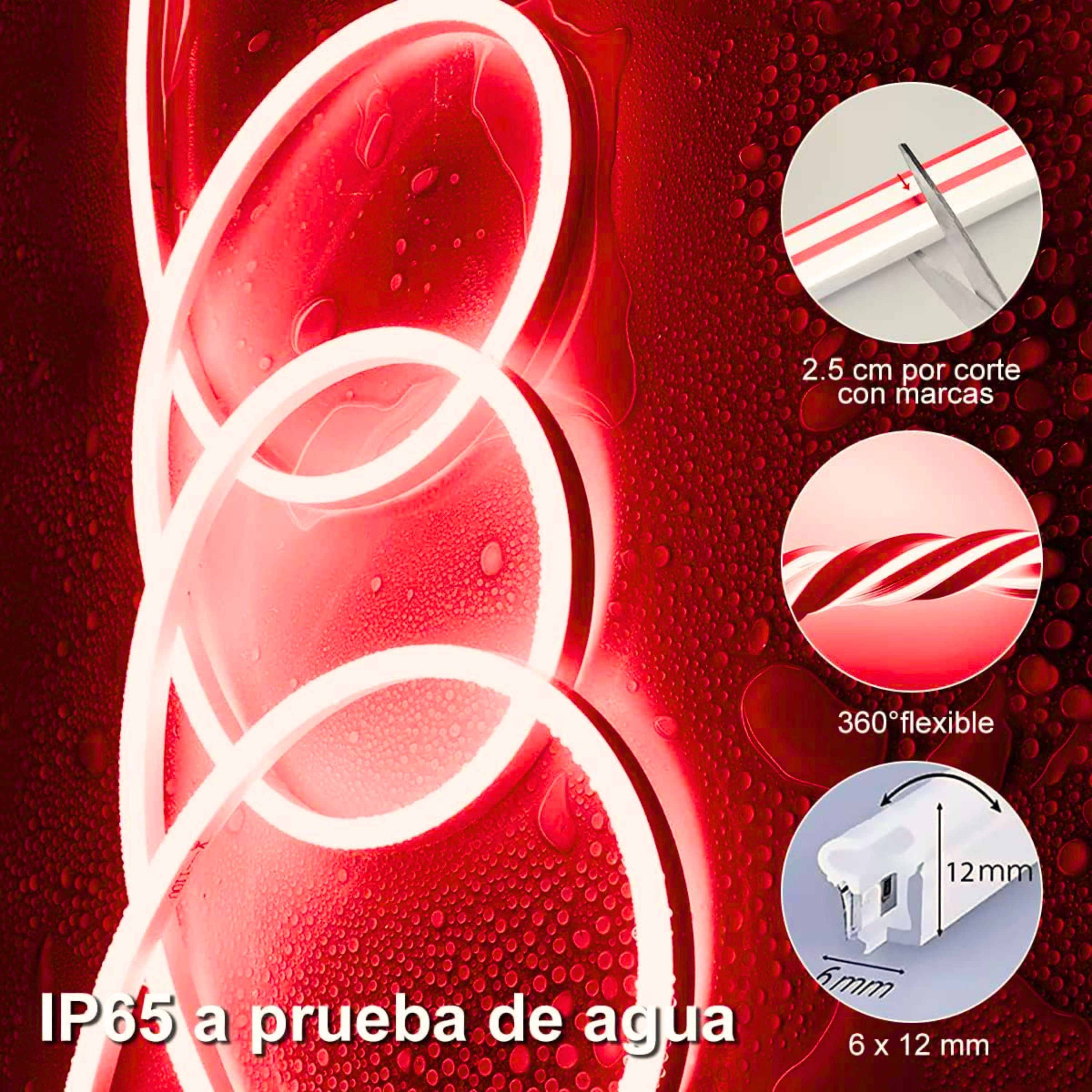 Foto 4 pulgar | Tira Led Neón Flex Unicolor Decorativa 5 Metros Con Fuente De Alimentación