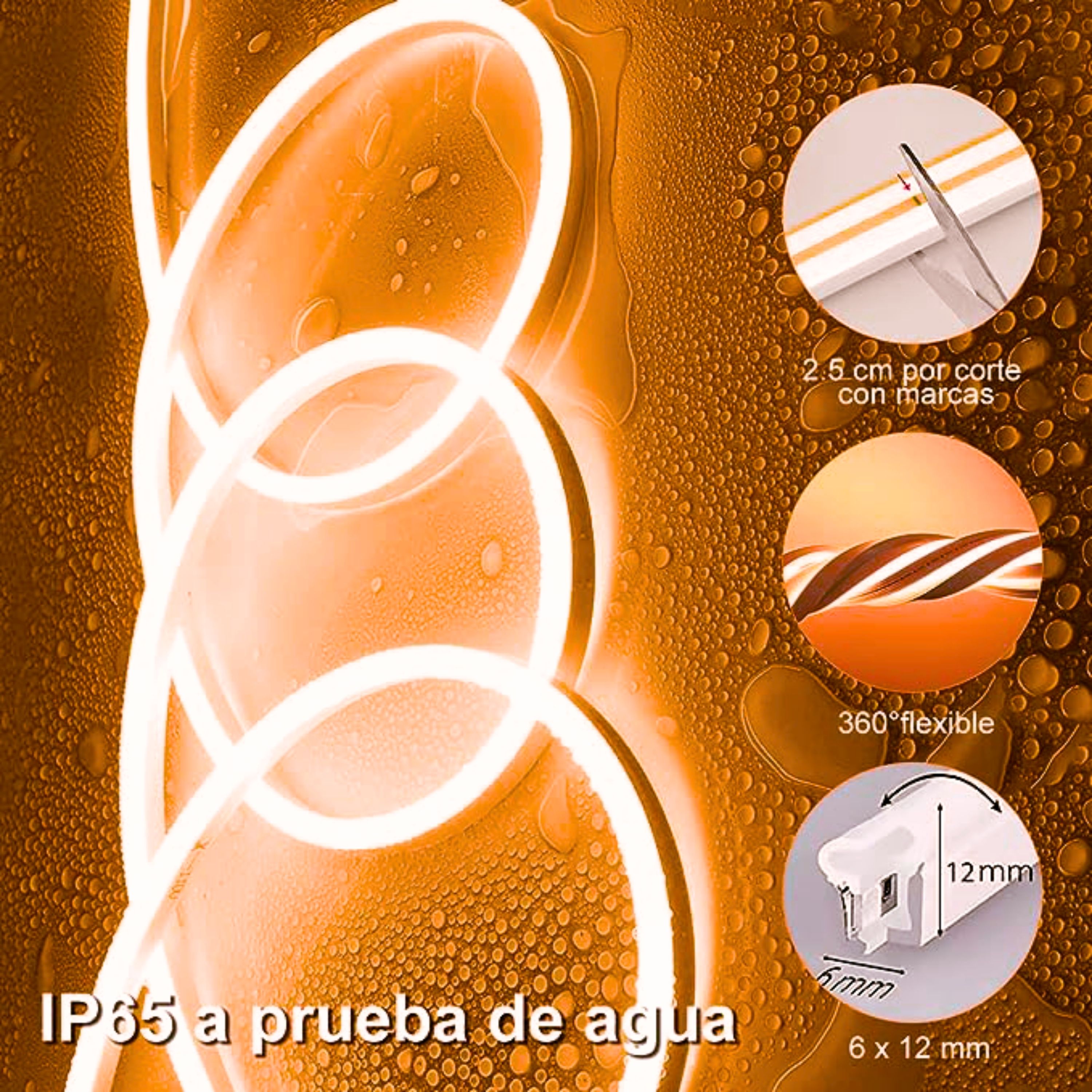 Foto 4 pulgar | Tira Led Neón Flex Unicolor Decorativa 5 Metros Con Fuente De Alimentación