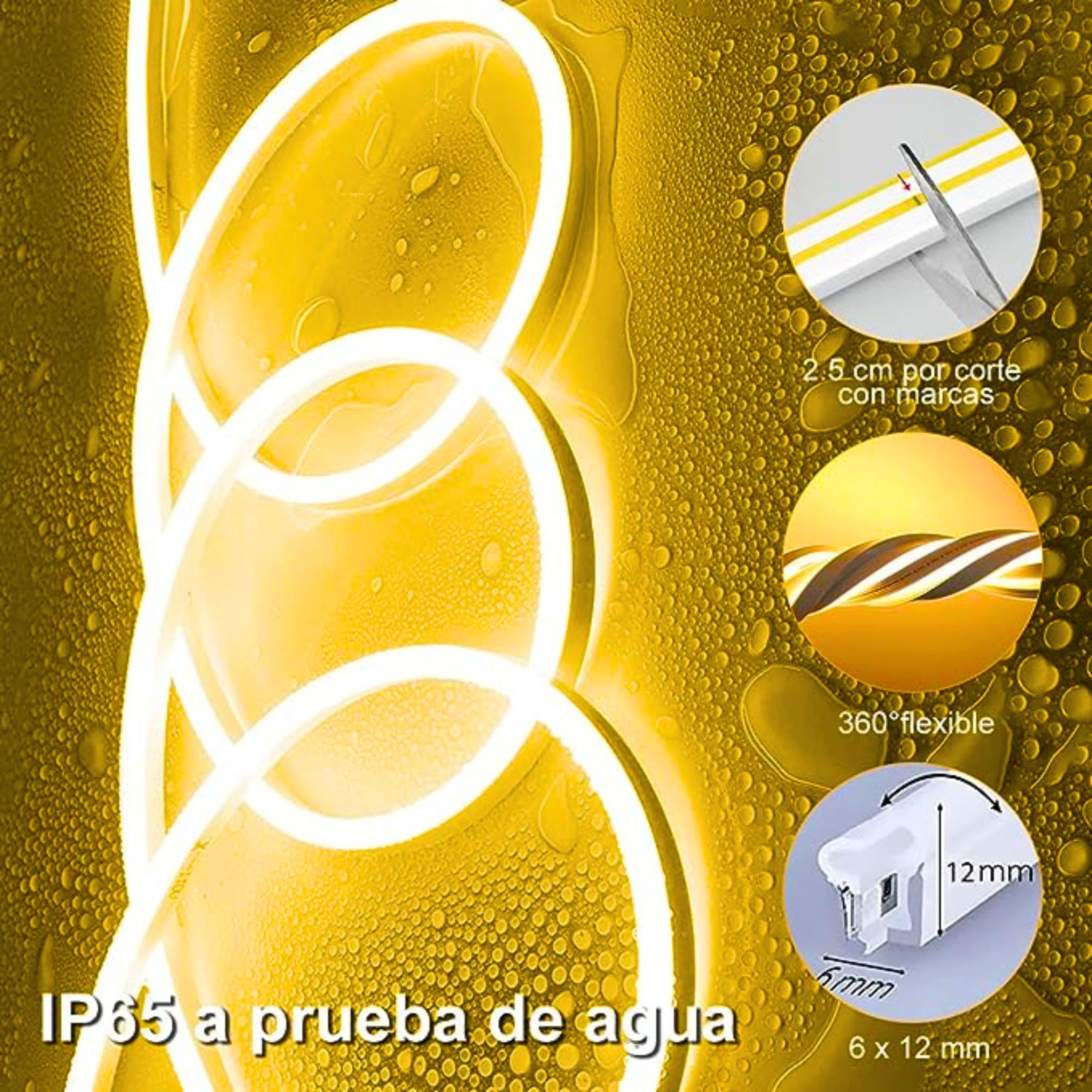 Foto 4 pulgar | Tira Led Neón Flex Unicolor Decorativa 5 Metros Con Fuente De Alimentación