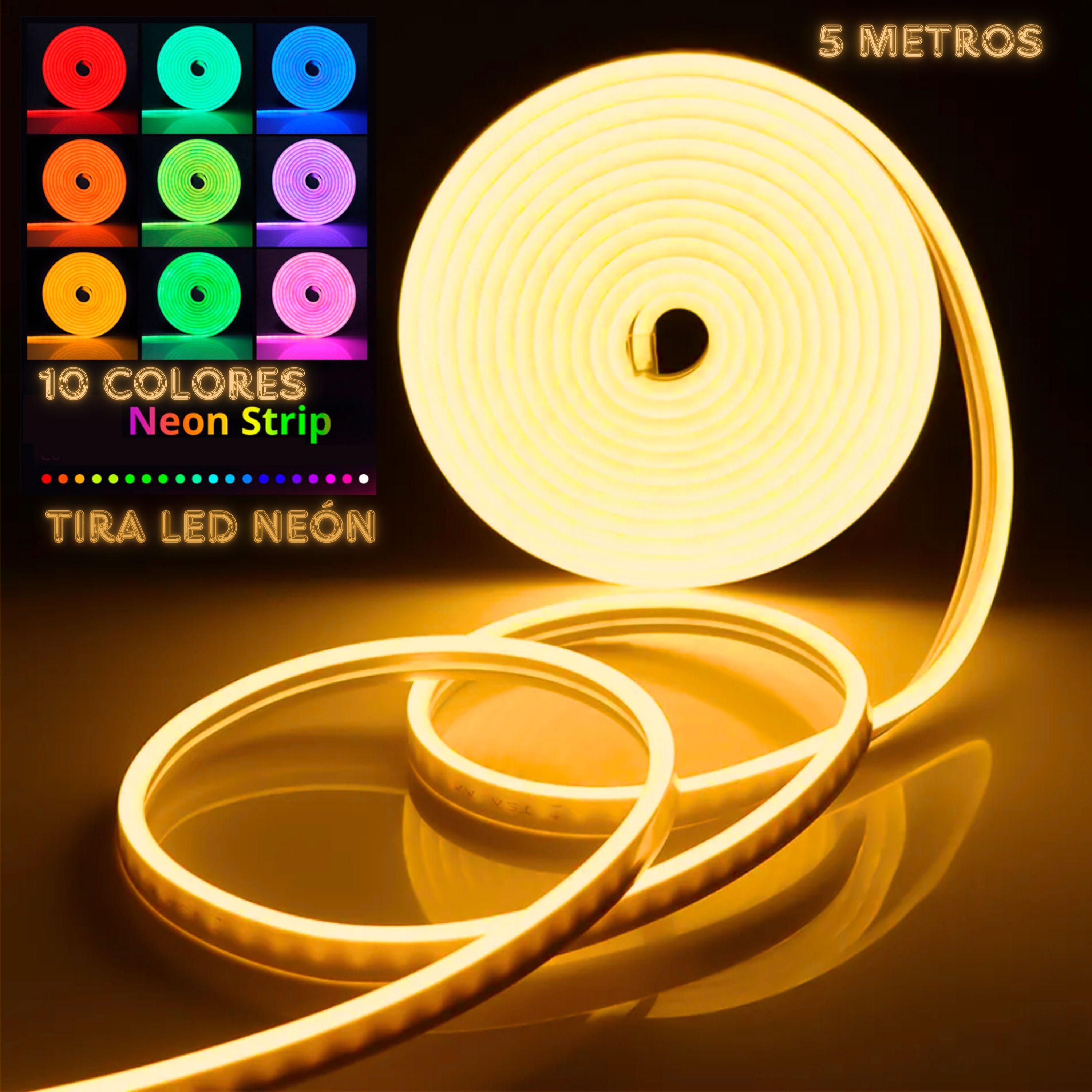 Foto 6 | Tira Led Neón Flex Unicolor Decorativa 5 Metros Con Fuente De Alimentación