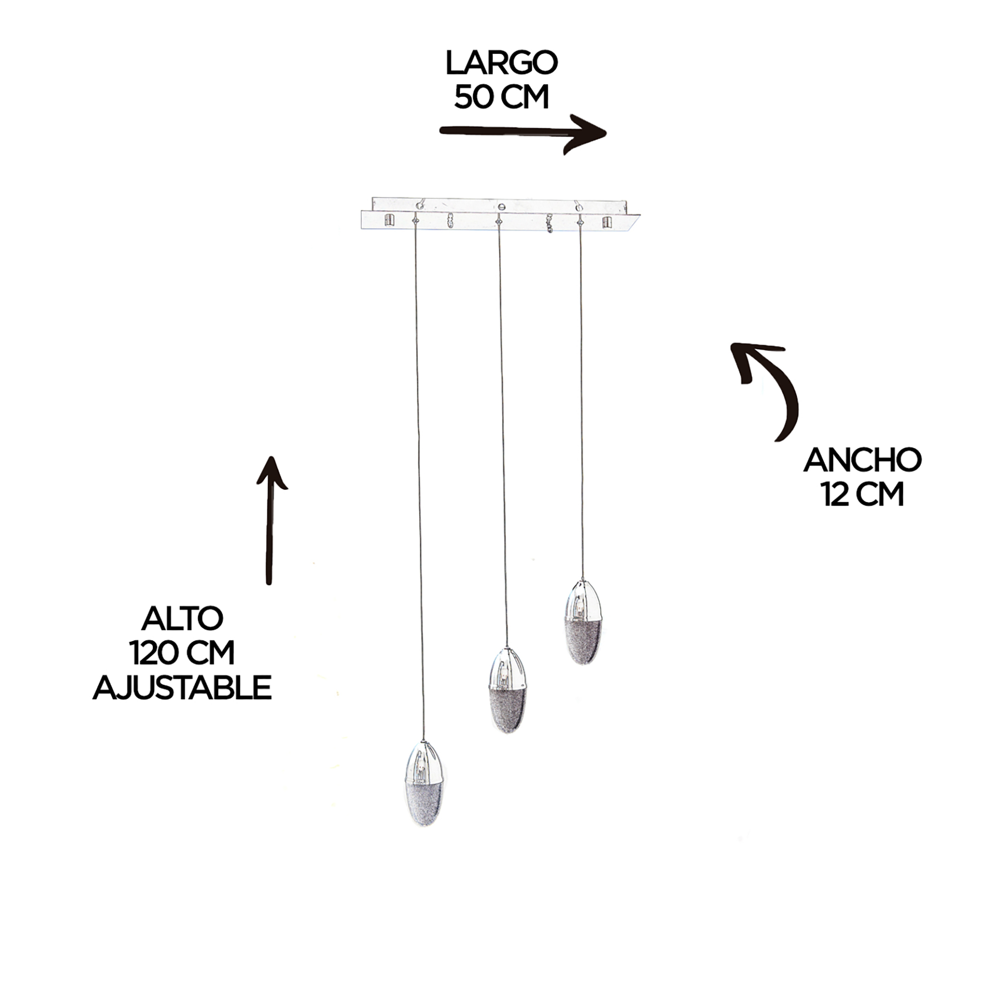 Foto 7 pulgar | Lámpara De Techo Led Flotante Acero Y Cristal De 3 Luces