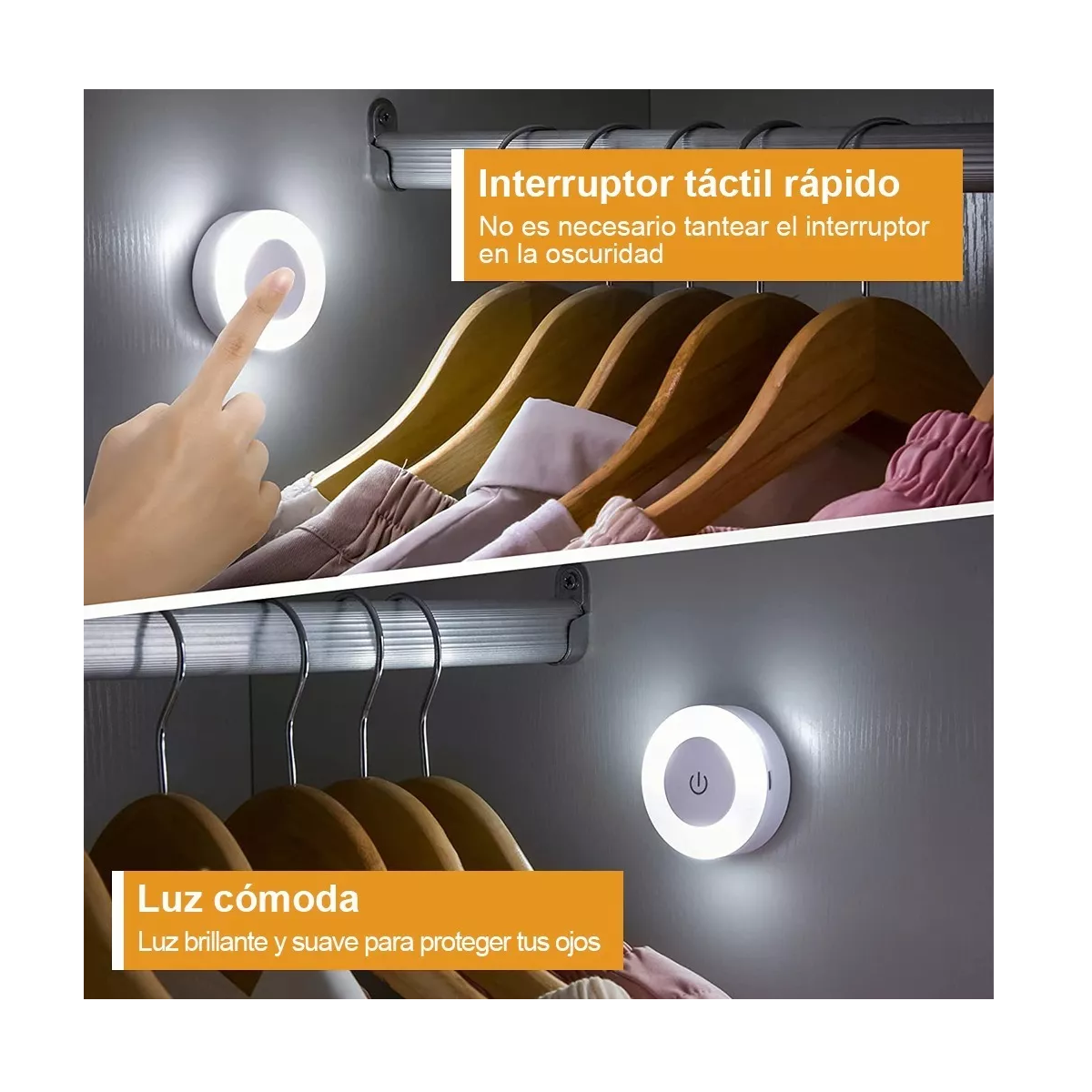 Foto 4 pulgar | Luz De Led Clóset Lámpara Armario Noche Recargable Usb 6pzs Eo Safe Imports Esi-14301 Blanco