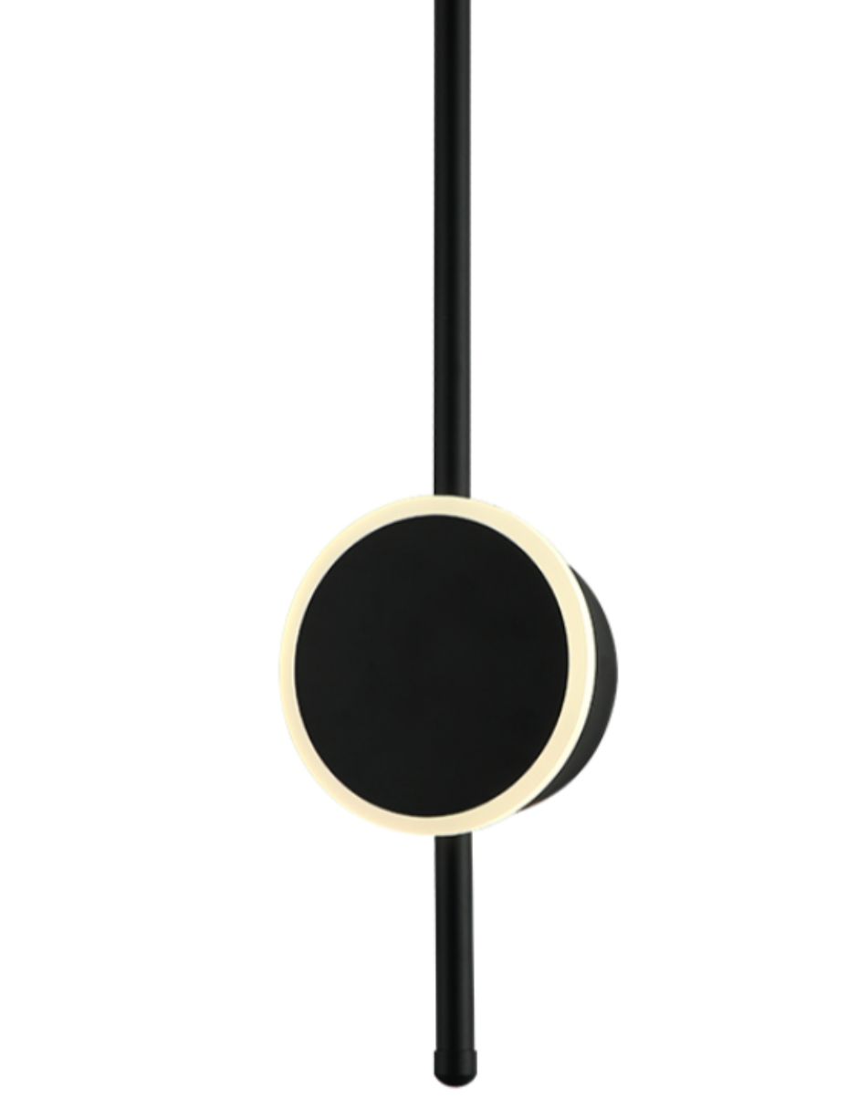 Foto 3 pulgar | Arbotante Minimalista Negro Circulo Con Barra Vertical Led