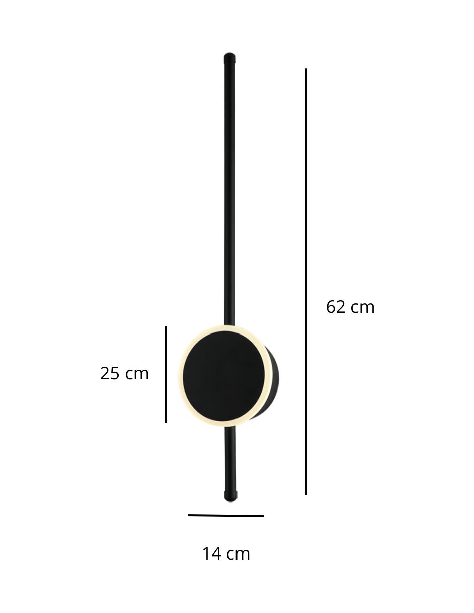 Foto 4 pulgar | Arbotante Minimalista Negro Circulo Con Barra Vertical Led