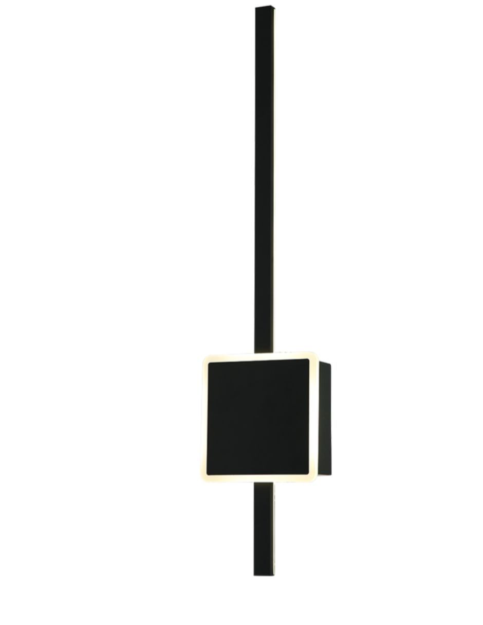 Arbotante Minimalista Negro Cuadrado Con Barra Vertical Led Neutro