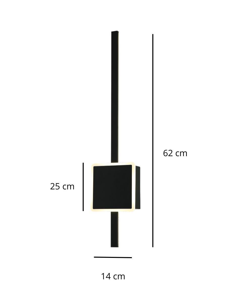 Foto 4 pulgar | Arbotante Minimalista Negro Cuadrado Con Barra Vertical Led Neutro